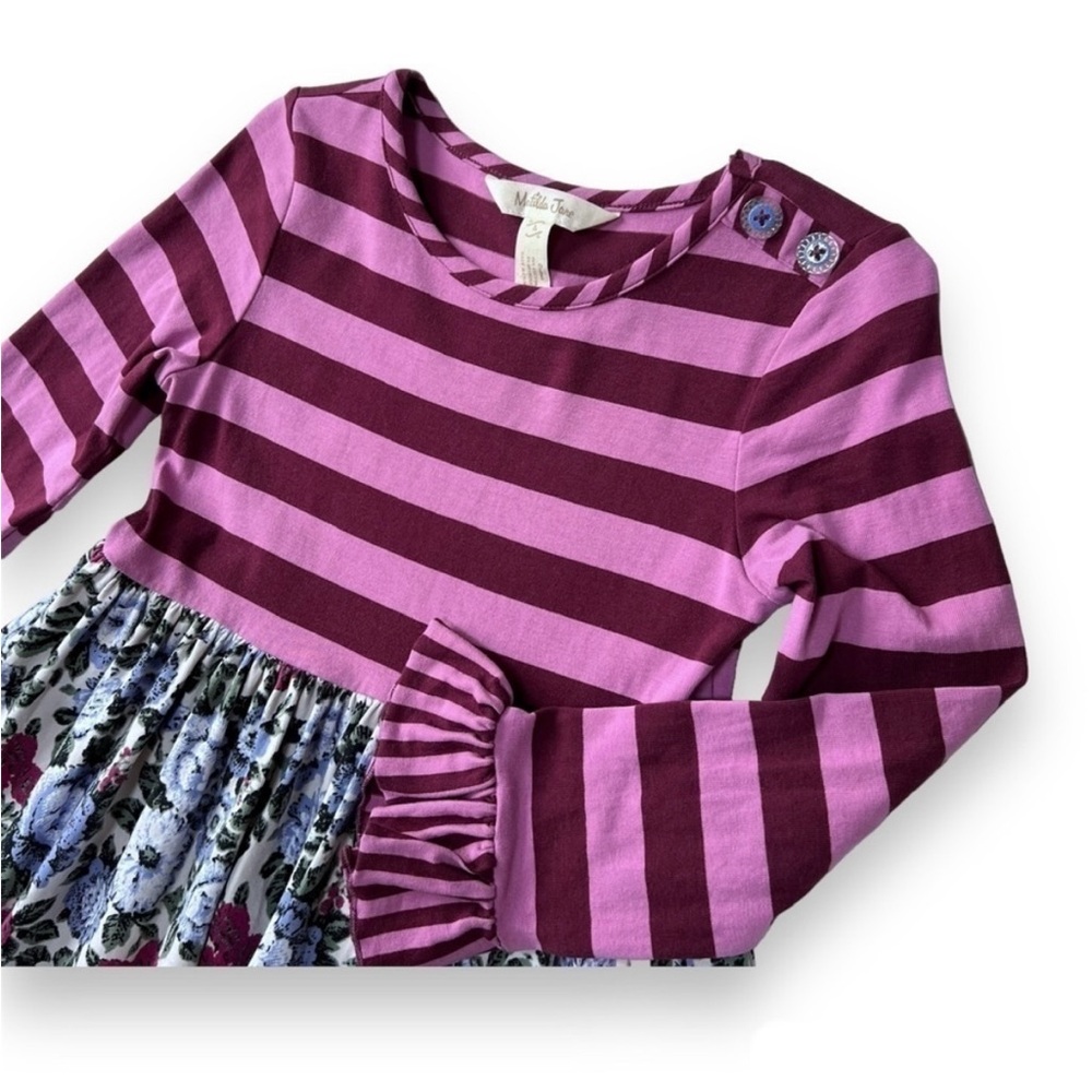 Matilda Jane Purple Striped Floral Dress - Picture 3 of 5